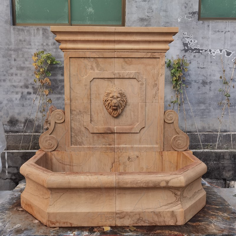 Antique Marble Lion Wall Fountain