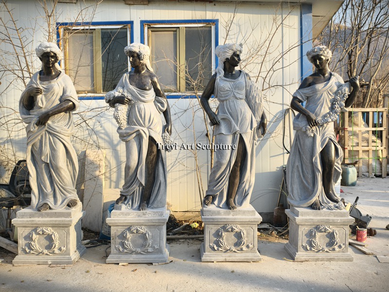 black marble greek four season goddess statues set