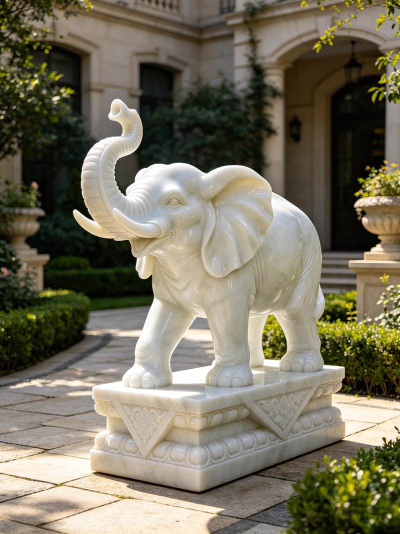 trunk up elephant sculpture