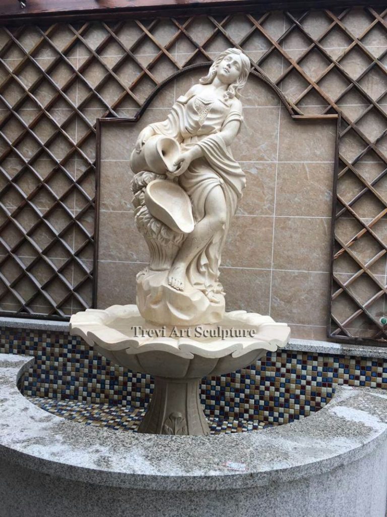 marble female statue fountain