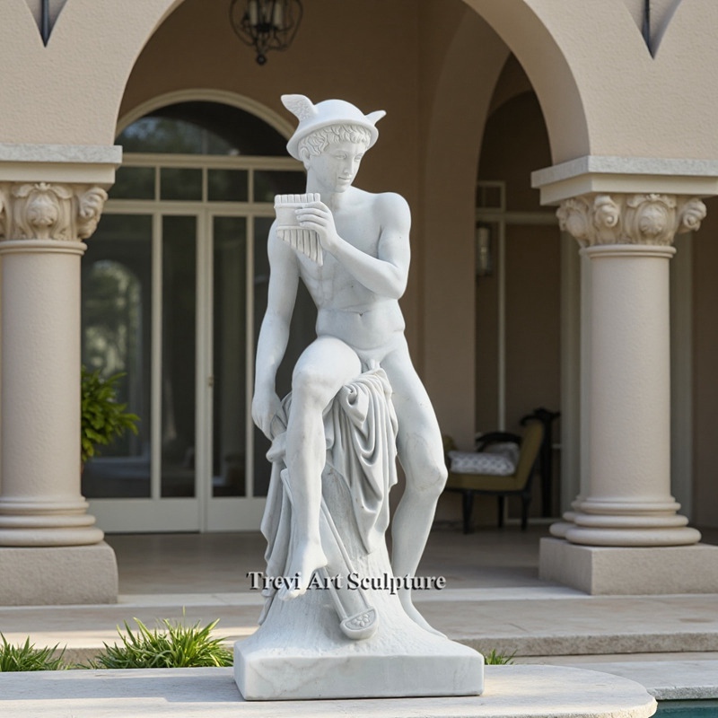 life size sitting mercury marble statue