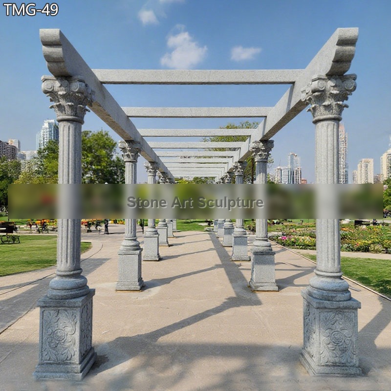 32 Ft × 6 Ft Outdoor Stone Pillar Pergola detail image