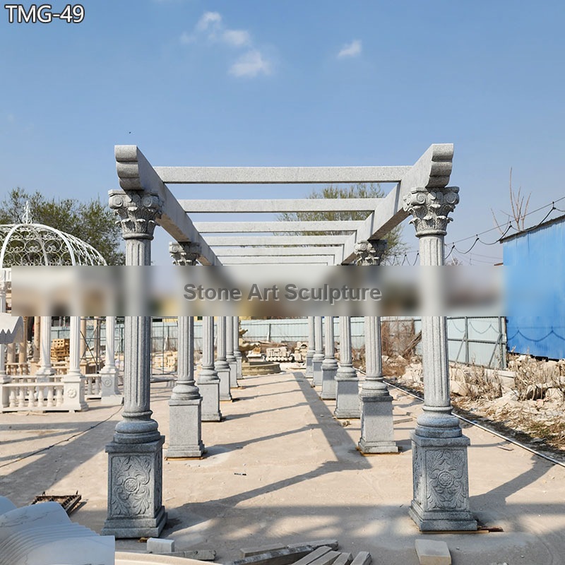 32 Ft × 6 Ft Outdoor Stone Pillar Pergola detail image