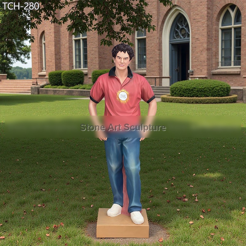 70″ Painted Marble Saint Carlo Acutis Statue for Sale