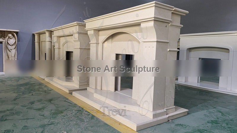 Antique Hand Carved Marble Fireplaces for Living Room TMFP-023 detail image