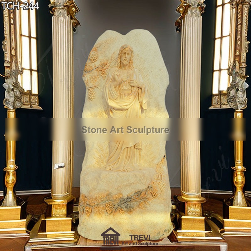 Beige Large Outdoor Marble Jesus Statue for Sale
