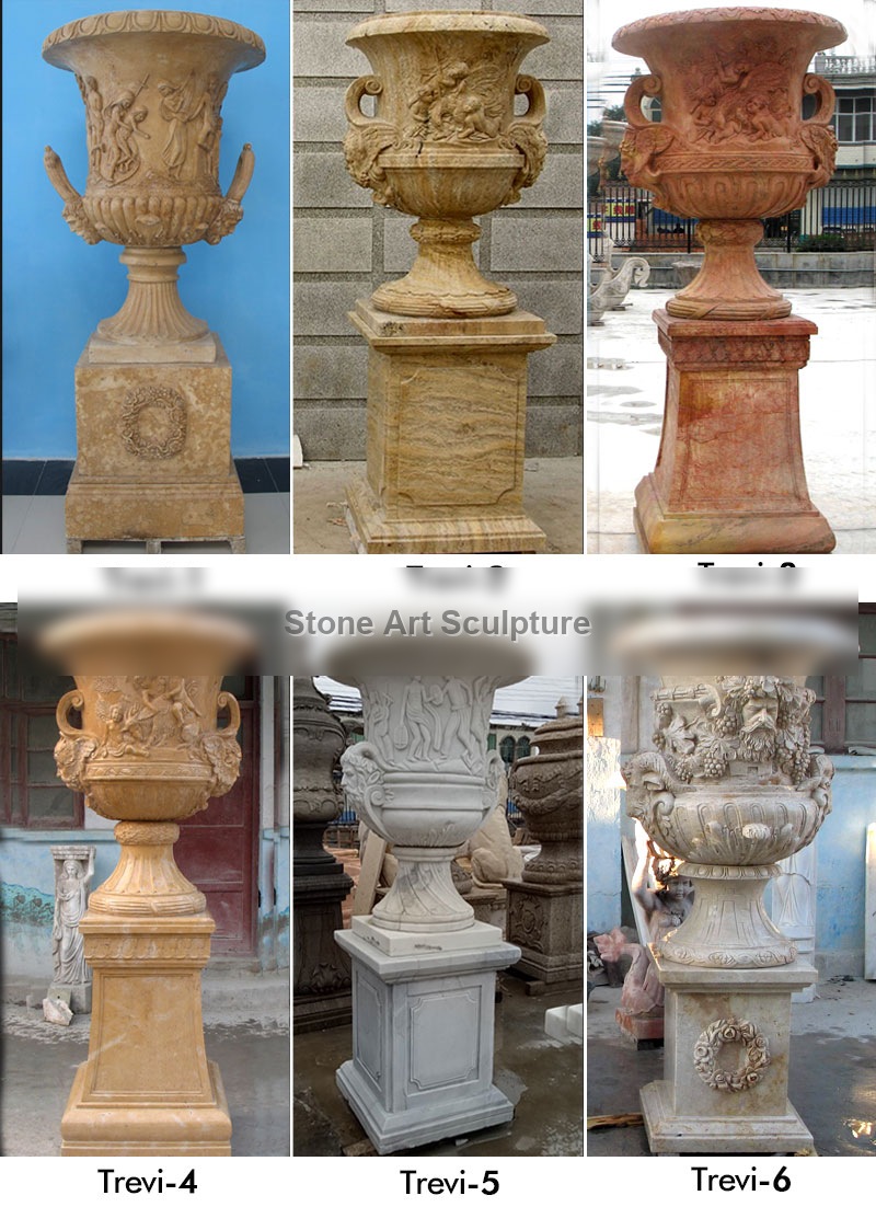 Beige marble large garden planters pots for yard decor TMP-02 detail image