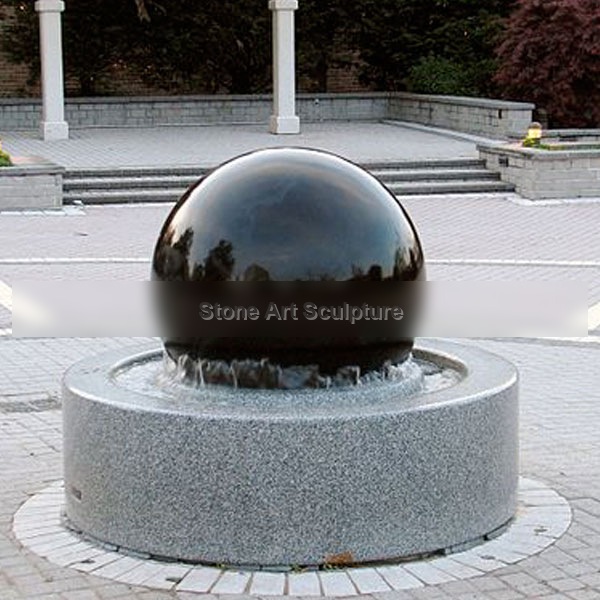 Black Granite Rotating Ball Water Fountain for Sale MOKK-177