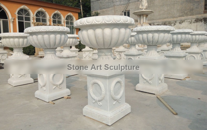 Black marble outdoor garden flower pots factory supply TMP-018 detail image