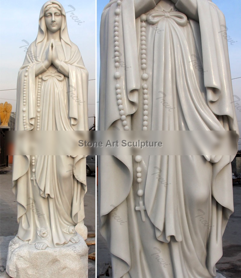 Blessed Marble Virgin Lourdes Catholic Garden Statues for Sale TCH-150 detail image