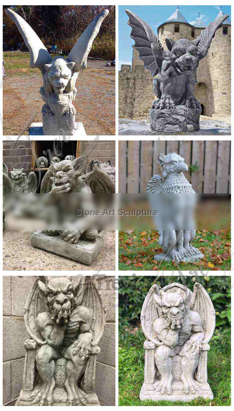 Bull-Horned Marble Gargoyle Statues for Roof for Sale MOK1-004 detail image