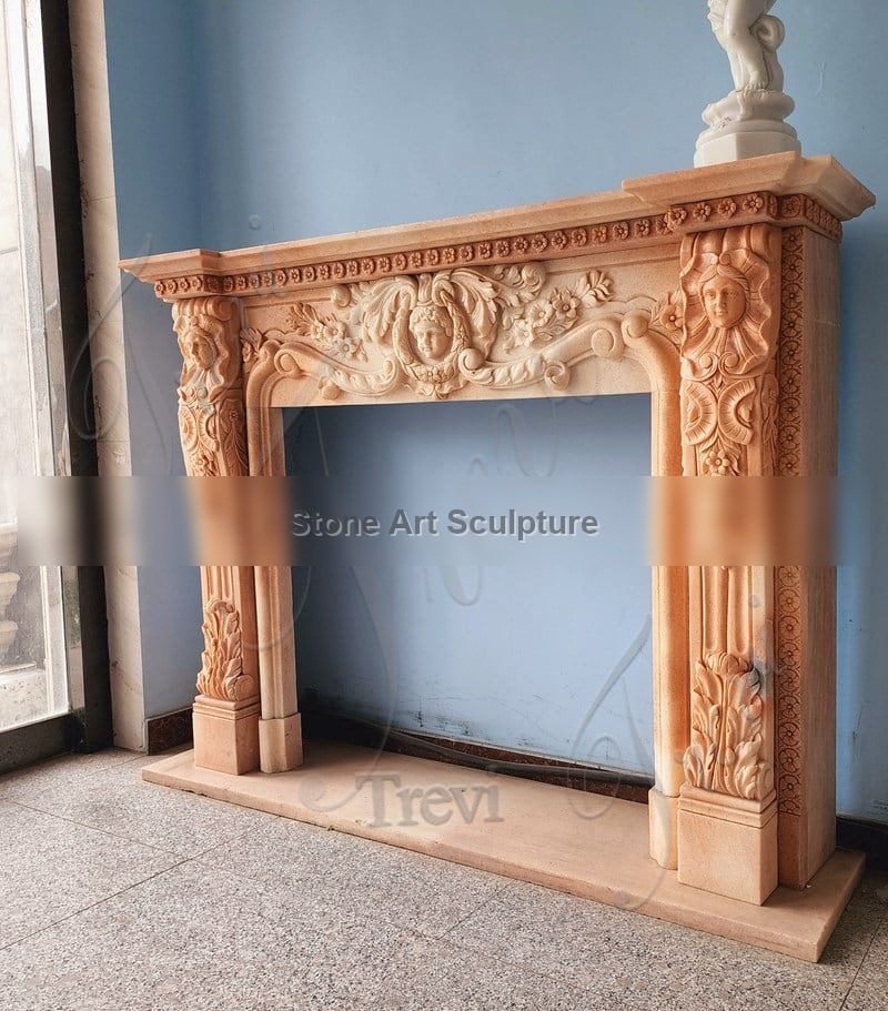 Buy Antique Marble Tile Fireplace Mantelpiece Ornaments TMFP-16 detail image