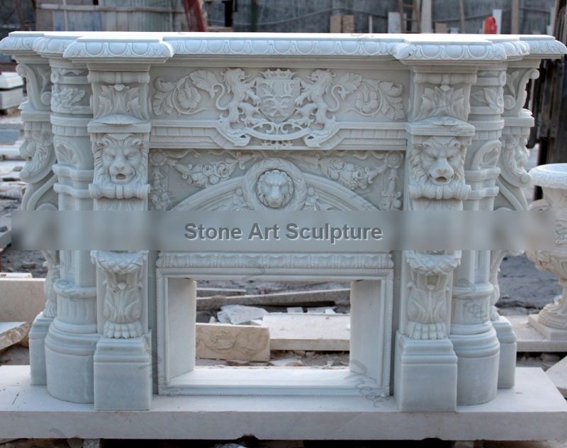 Buy white mediterranean fireplace mantels and surround decor online TMFP-03 detail image