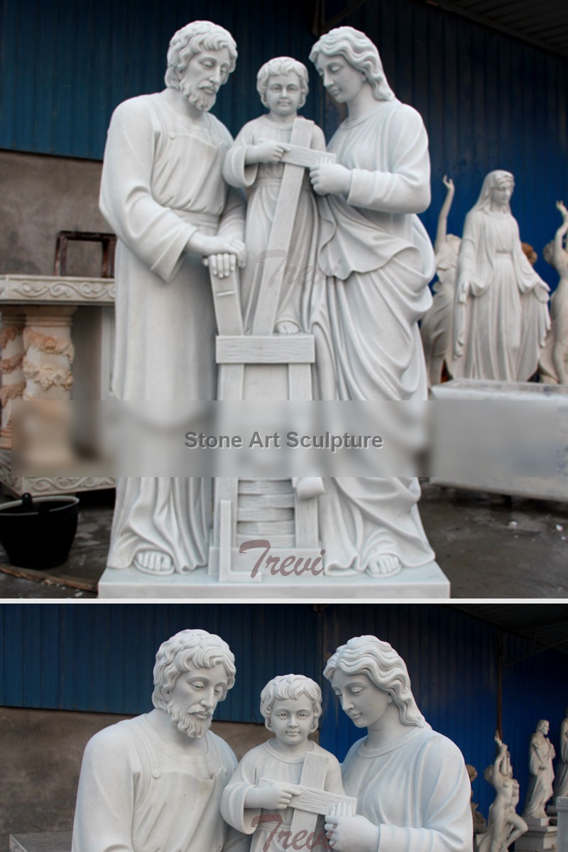 Catholic Holy family garden marble statues and decor online sale TCH-35 detail image