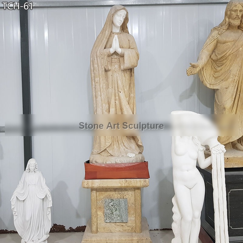 Catholic Marble Blessed Mother Mary Garden Statues for Sale TCH-61 detail image