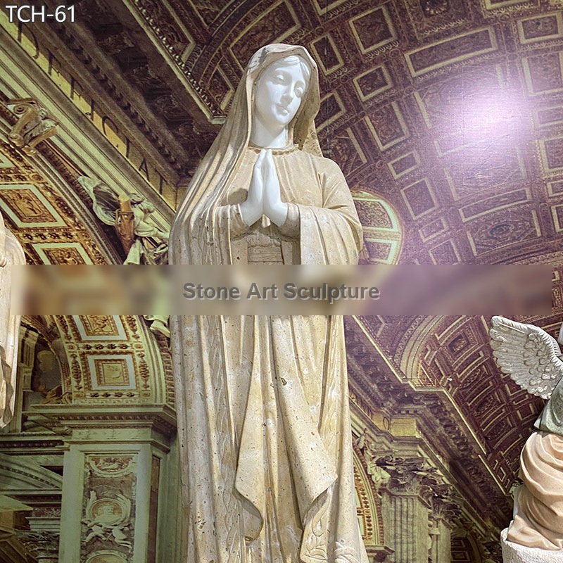 Catholic Marble Blessed Mother Mary Garden Statues for Sale TCH-61 detail image