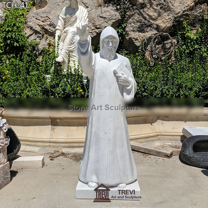 Catholic Saint Religious Marble Statues of St Charbel for Sale TCH-41 detail image