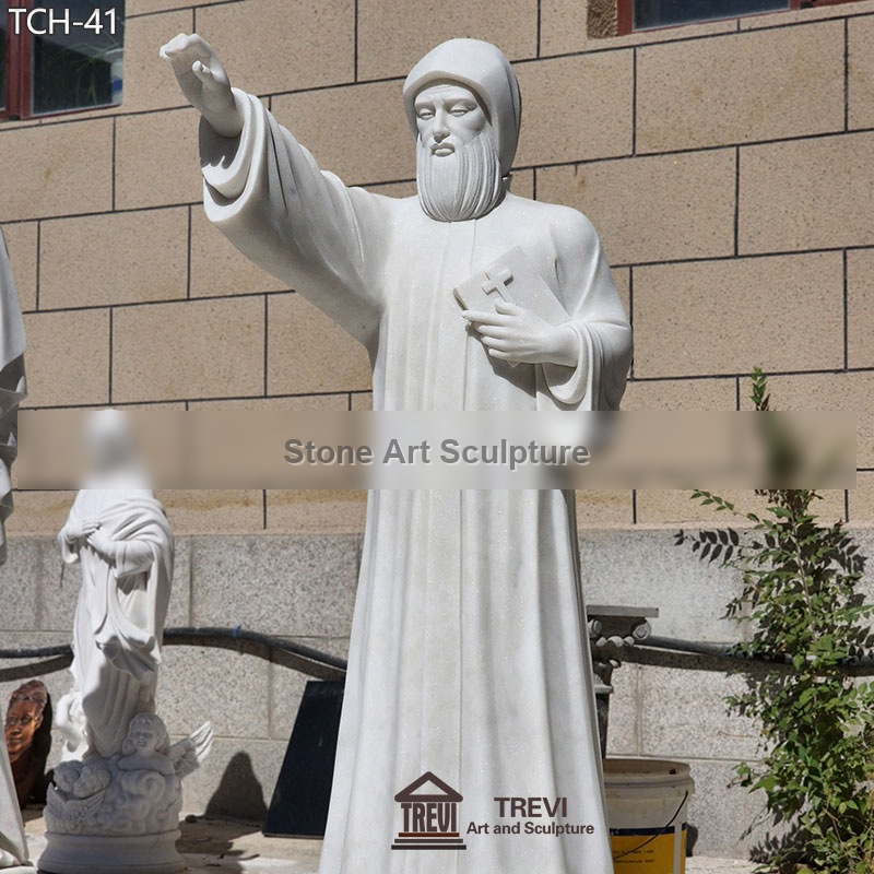 Catholic Saint Religious Marble Statues of St Charbel for Sale TCH-41 detail image