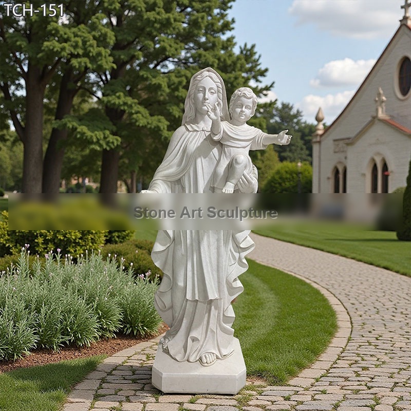 Catholic Virgin Madonna and Child Garden Marble Statues TCH-151