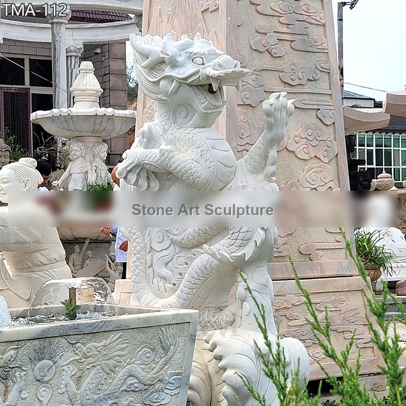 Chinese Marble Dragon Statue for Outdoor Decor for Sale detail image