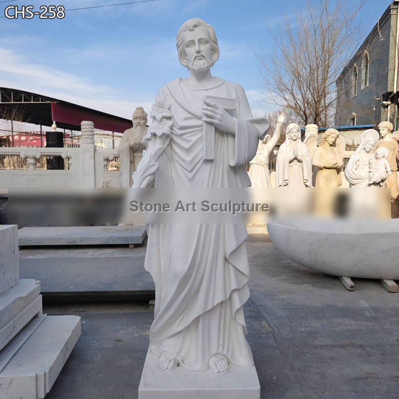 White Marble St Joseph Statue for Sale CHS-258 detail image