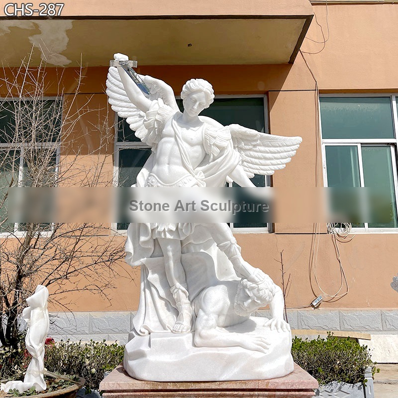 Famous Life-Size Marble St Michael Statue Mexico City for Sale CHS-287