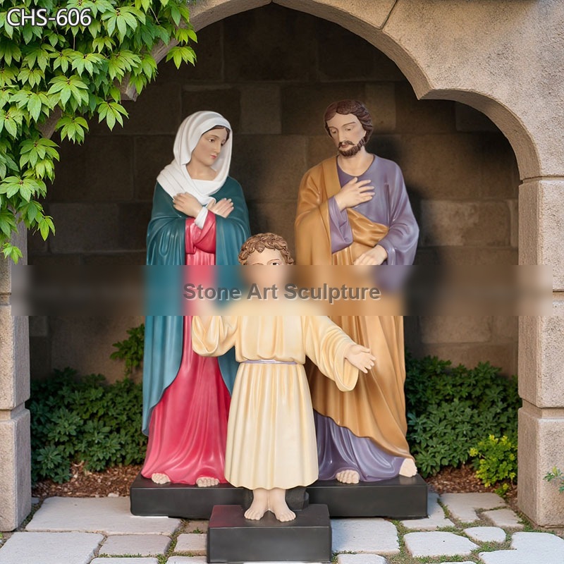 Life-Size Painted Marble Holy Family Garden Statues CHS-606