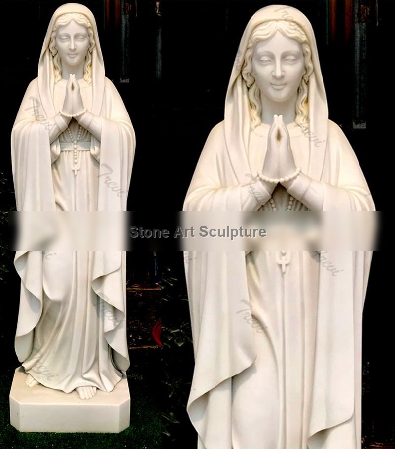 White Marble Our Lady of Lourdes Statue Church Suppliers CHS-707 detail image