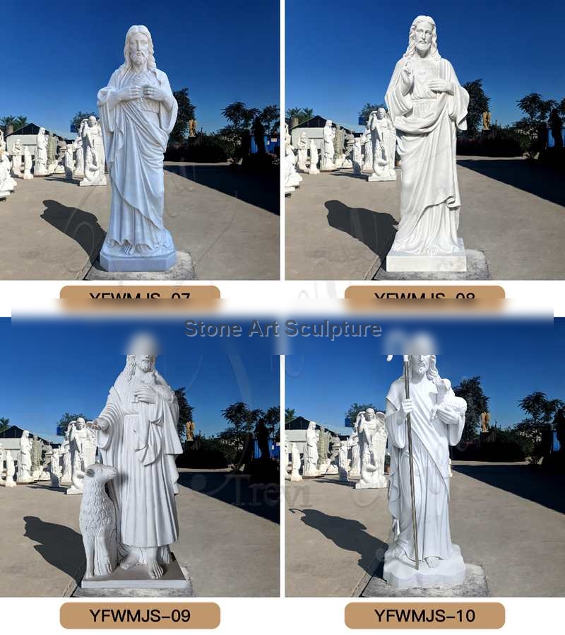 White Marble Religious Jesus Christ Statue with Angels Statue Design for Sale CHS-751 detail image
