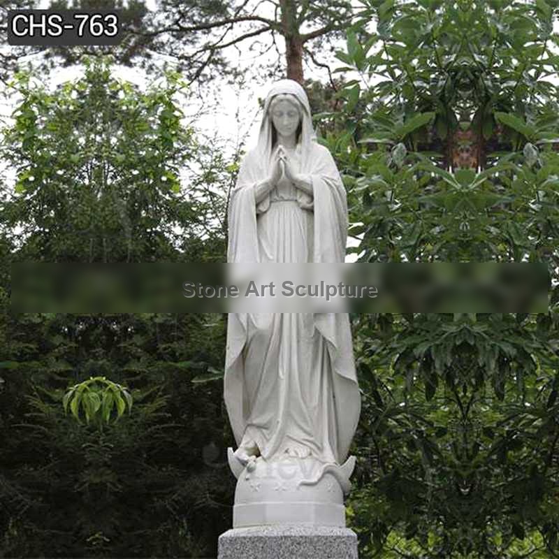 Hand Carved White Marble Virgin Mary Statue for School Decor CHS-763 detail image