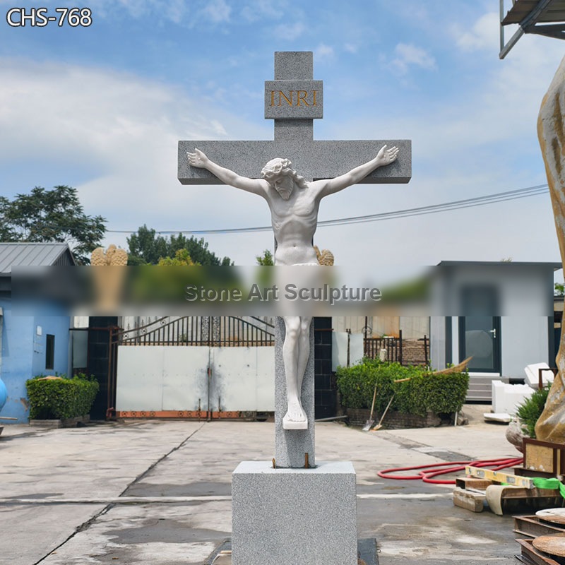 White Marble Crucified Christ Statue for Church CHS-768 detail image