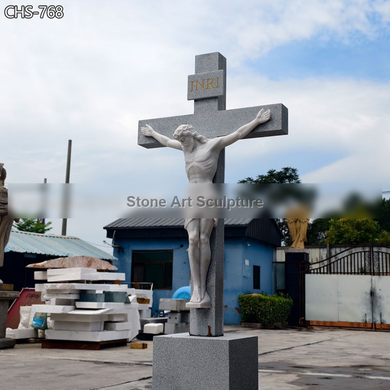 White Marble Crucified Christ Statue for Church CHS-768 detail image