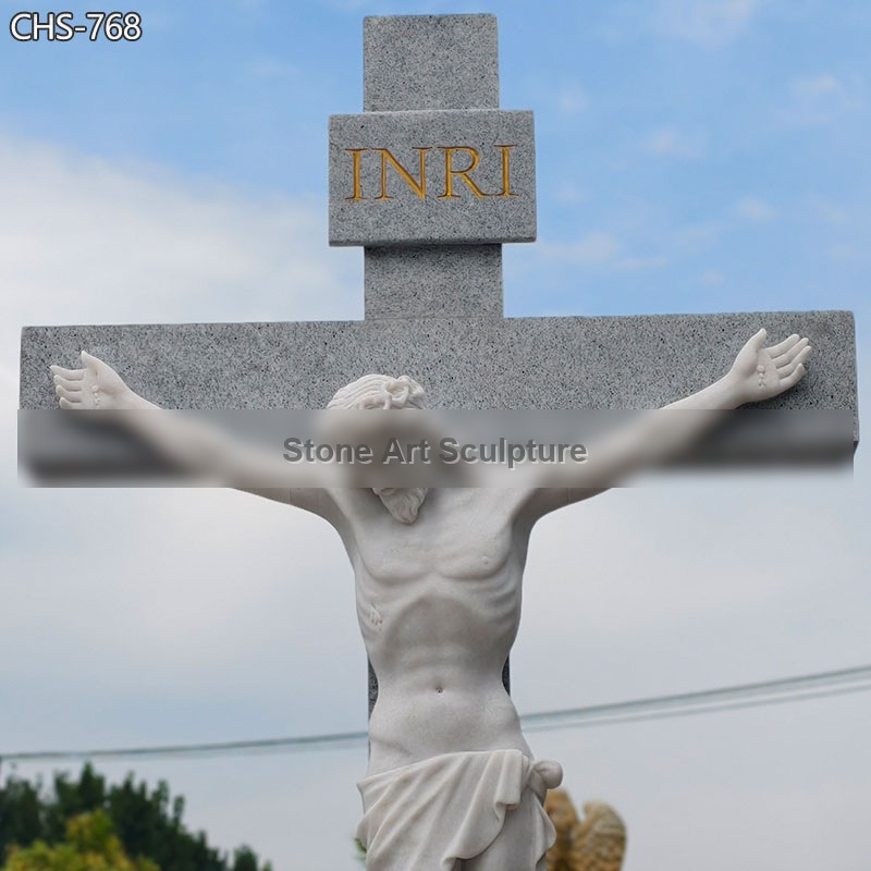 White Marble Crucified Christ Statue for Church CHS-768 detail image