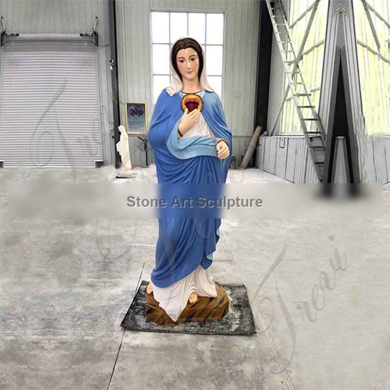 Marble Virgin Mary Garden Statue Handmade Painted Art for Sale CHS-782 detail image