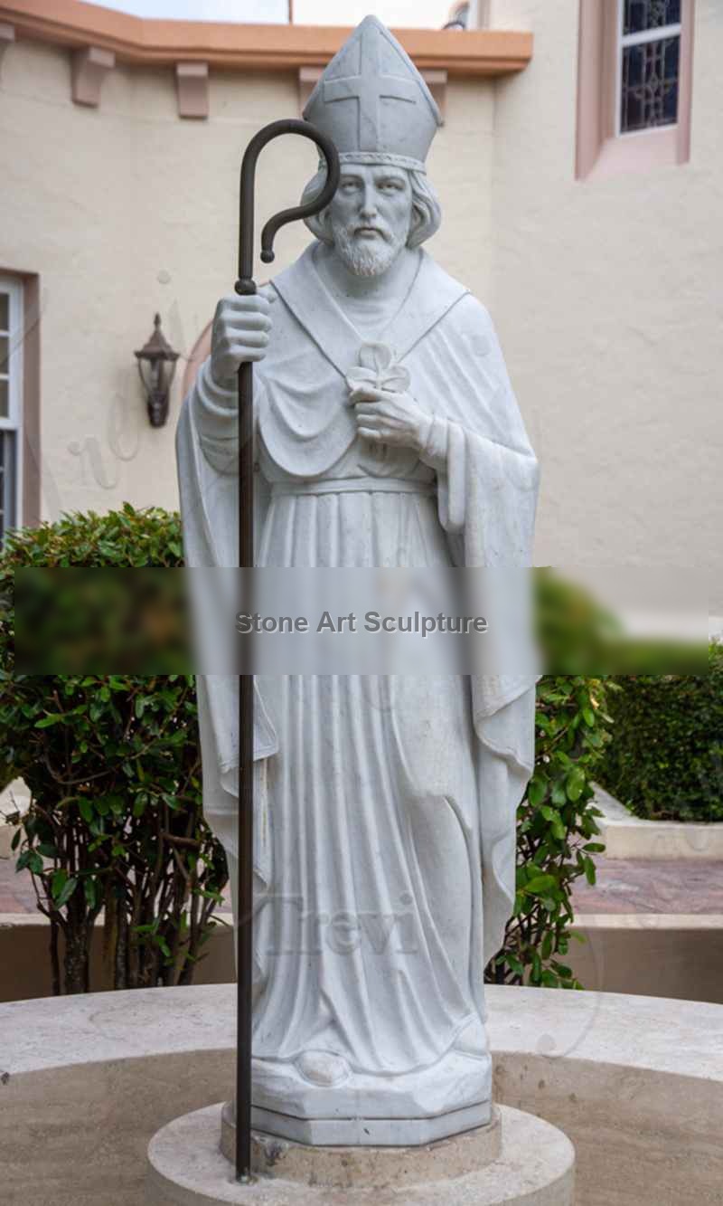 Outdoor Marble St.Patrick Statue Catholic Church Decor Factory Supplier CHS-856 detail image