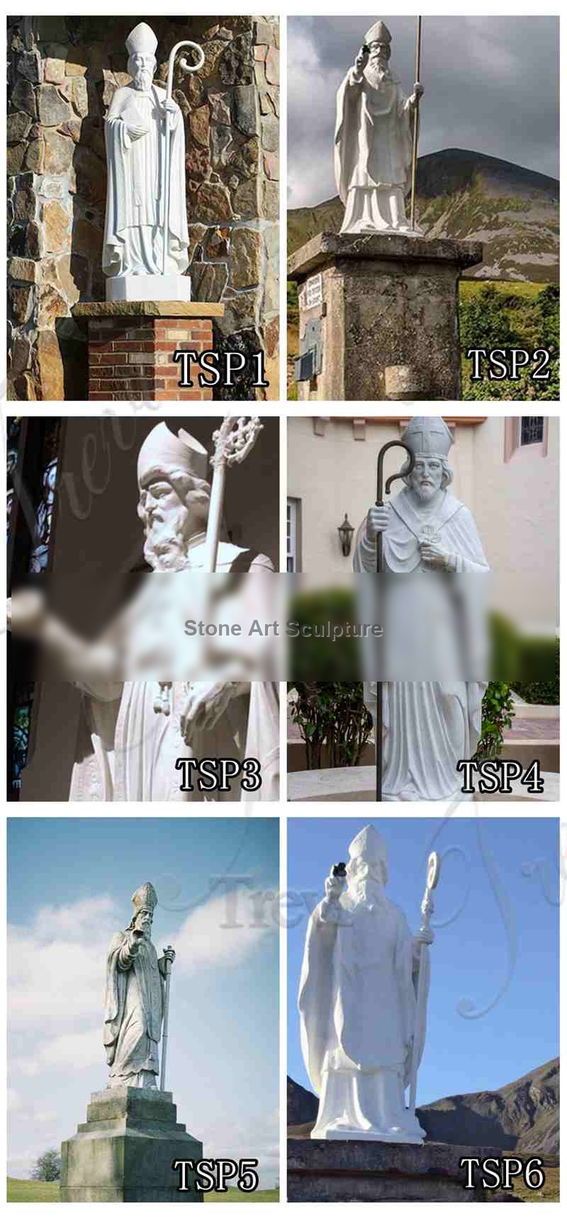 Outdoor Marble St.Patrick Statue Catholic Church Decor Factory Supplier CHS-856 detail image