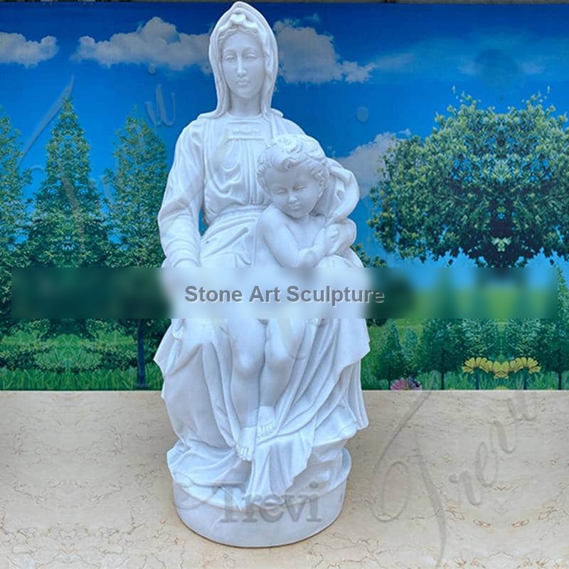 Marble Statue of Mary and Jesus Madonna of Bruges for Garden CHS-867 detail image