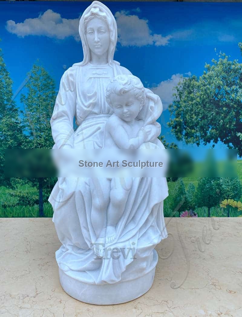 Marble Statue of Mary and Jesus Madonna of Bruges for Garden CHS-867 detail image
