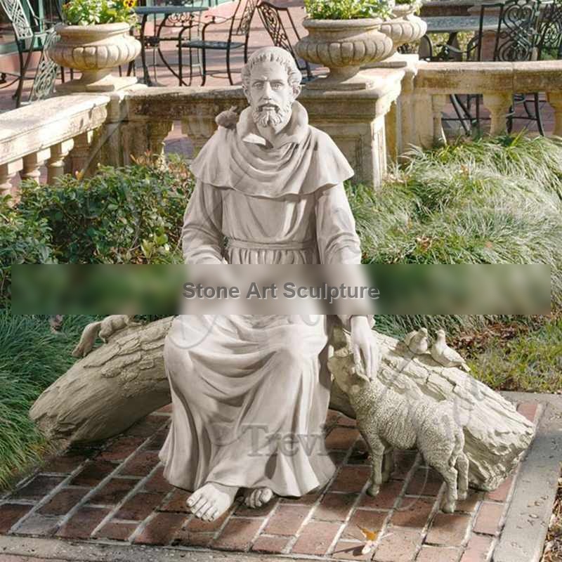 Mount Assisi Marble Saint Francis Garden Statue for Sale CHS-871 detail image