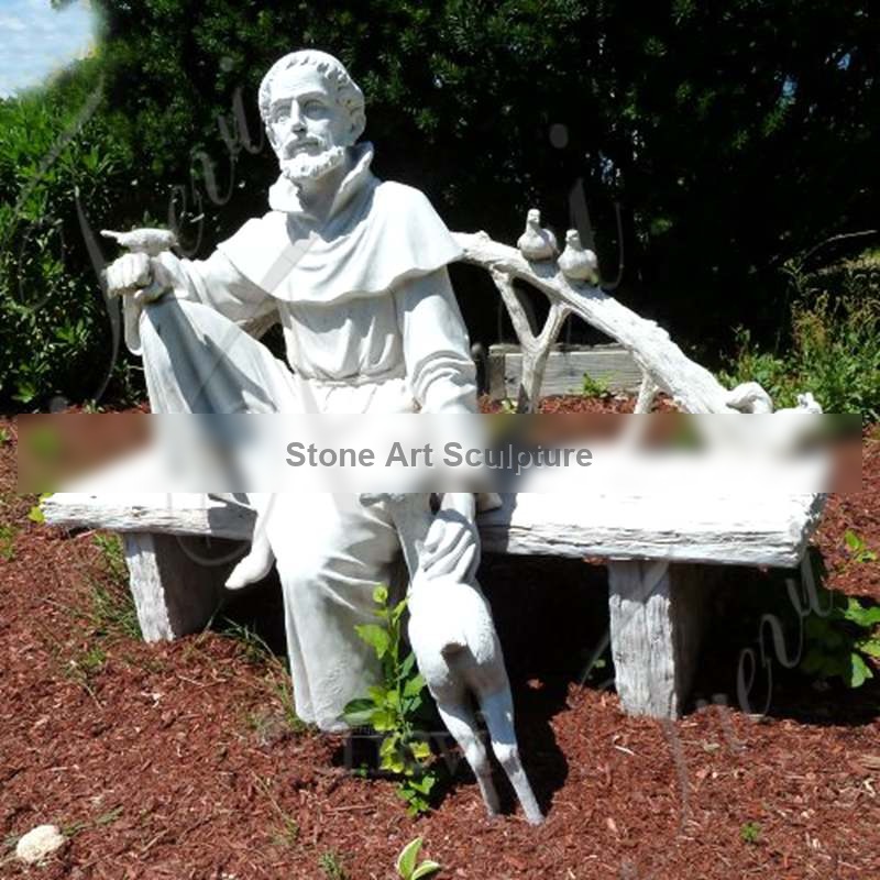 Mount Assisi Marble Saint Francis Garden Statue for Sale CHS-871 detail image
