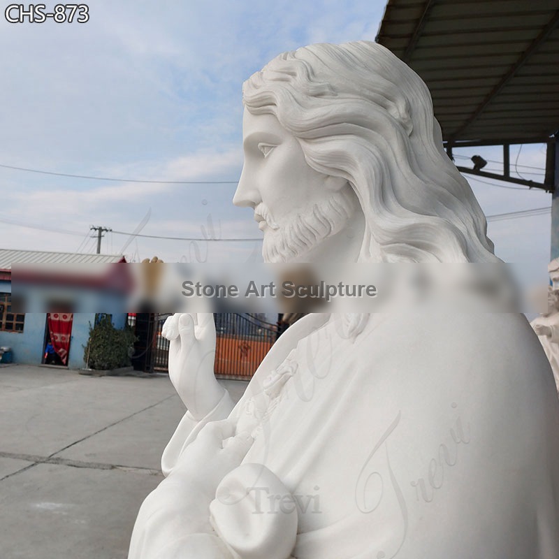 Life Size Marble Jesus Statue with Sacred Heart for Sale CHS-873 detail image