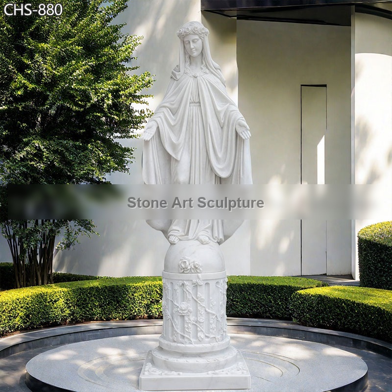 White Marble Virgin Mary Statue with Open Arms CHS-880