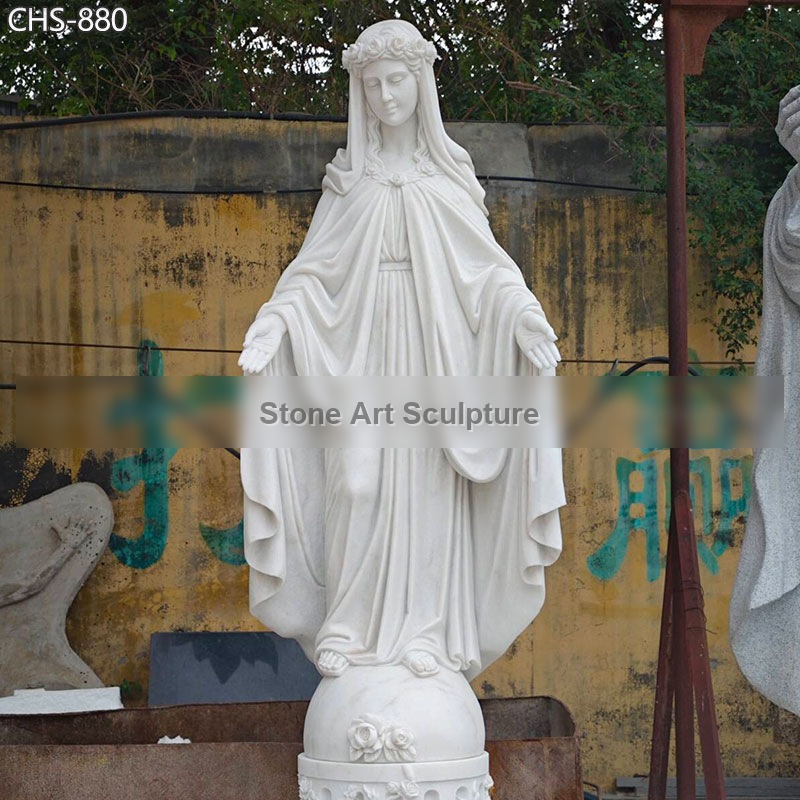 White Marble Virgin Mary Statue with Open Arms CHS-880 detail image