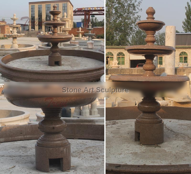 Classical design marble carving 3 tiers garden water fountains for public decor MOKK-10 detail image