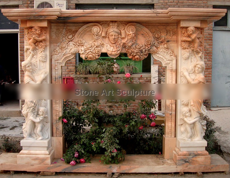 Craftsman style antique stone decorative fireplace mantels for sale online TMFP-08 detail image