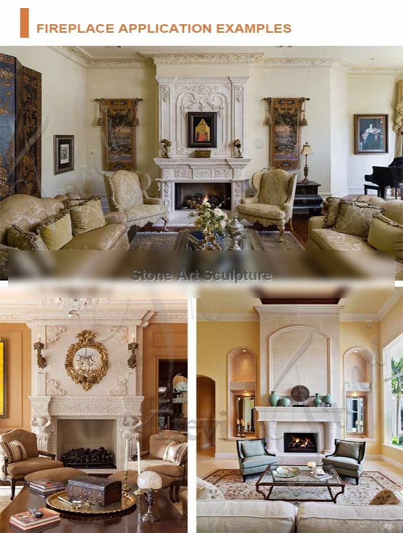 Craftsman Style Modern White Double Fireplace With Overmantels and Surrounds for sale TMFP-22 detail image