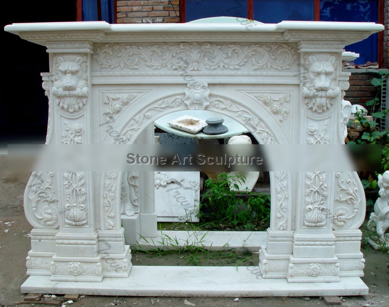 Custom decorating marble stone fireplace mantels and surrounds near me TMFP-4 detail image