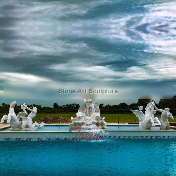 Customized outdoor large Trevi white marble water fountain for swimming pool decoration MOKK-87