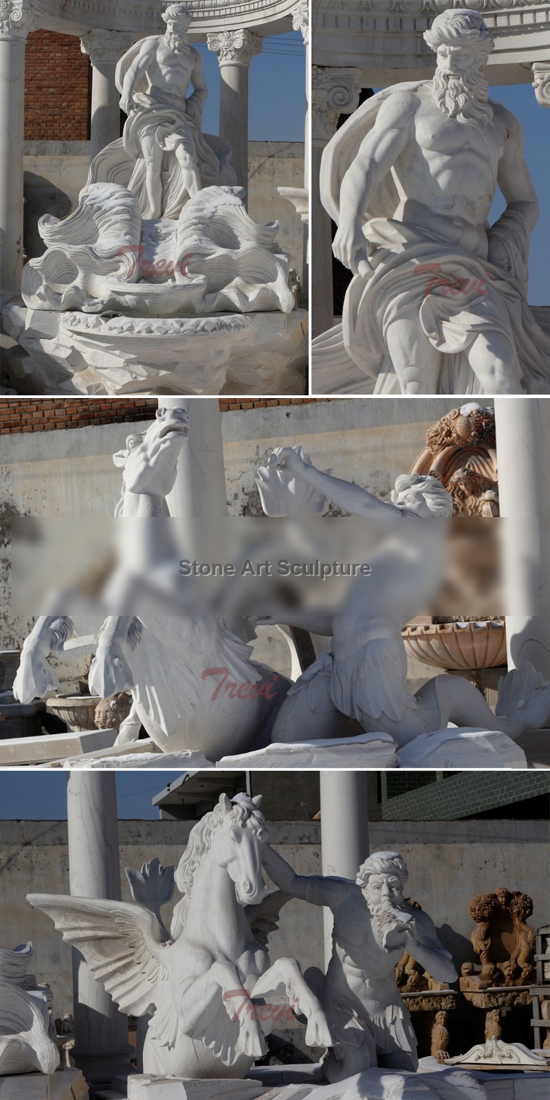 Customized outdoor large Trevi white marble water fountain for swimming pool decoration MOKK-87 detail image