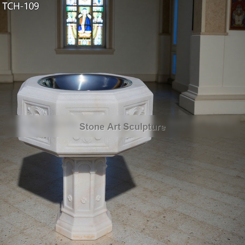 Decorative Outdoor Marble Baptismal Font in Catholic Church TCH-109
